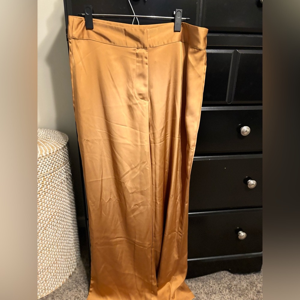 NWT gold satin pant